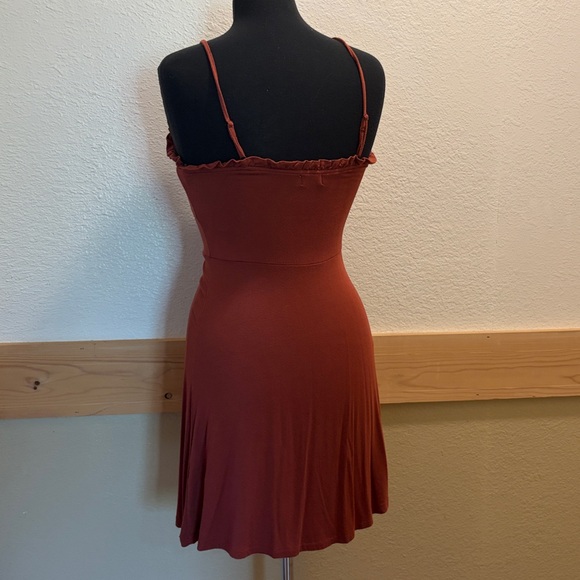 Volcom Rust Spaghetti-Strap Ruffle Neck Dress - Picture 3 of 4